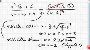 13B.1 rationale Funktion vereinfachen; Nullstellen, Polstellen, Asymptoten