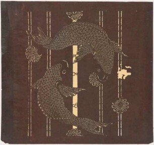 Katagami - Karpfen und Chrysanthemen