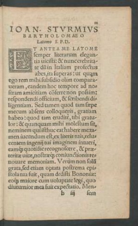Ioan. Sturmius Batholomaeo Latomo S. P. D.
