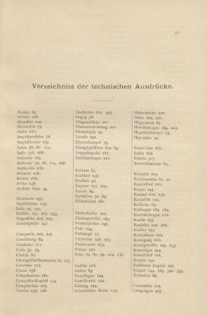 Verzeichniss der technischen Ausdrücke.