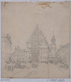 Die alte Sophienkirche nach Osten mit dem Goldenen Tor (Renaissanceportal, bis 1737 an der Schlosskapelle)