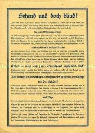 Propagandaflugblatt des Kreisvolksausschusses Großenhain für Deutschlands Einheit und gerechten Frieden