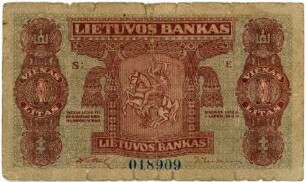 Geldschein, 1 Litas, 1922