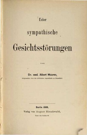 Ueber sympathische Gesichtsstörungen