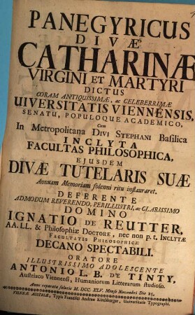 Panegyricus Divae Catharinae Virgini et Martyri