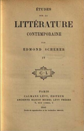 Études sur la littérature contemporaine. 4