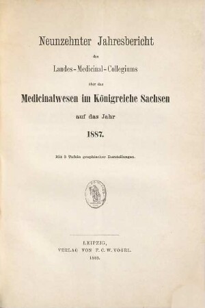 Jahresbericht des Königl. Landes-Medizinal-Kollegiums über das Medizinalwesen im Königreiche Sachsen : auf das Jahr .... 19. 1887 (1889)