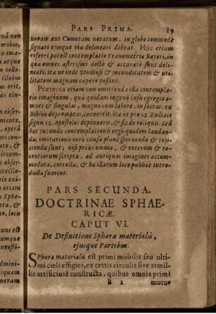 Pars Secunda. Doctrinae Sphaericae