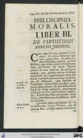 Liber III. De Virtutibus Annexis Justitiae.