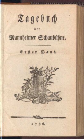 1.1786: Tagebuch der Mannheimer Schaubühne, 1.1786