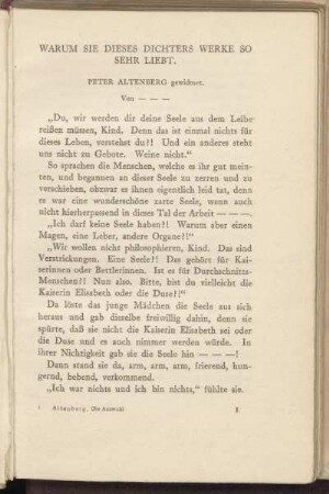 Warum sie dieses Dichters Werke so sehr liebt.