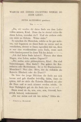 Warum sie dieses Dichters Werke so sehr liebt.