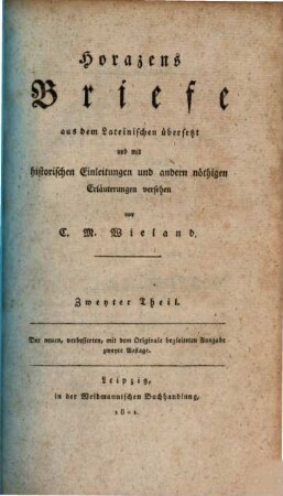 Horazens Briefe, 2