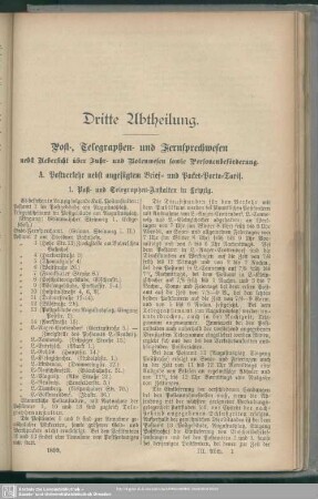 A. Postverkehr nebst angefügtem Brief- und Packet-Porto-Tarif