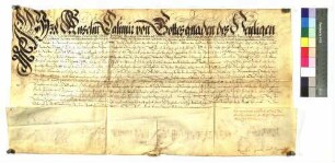 Anselm Casimir, Erzbischof von Mainz, belehnt Georg Wolf von Wellwart mit dem halben Achtel von Bönnigheim.