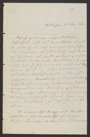 Brief an Wilhelm Hensel : o.D. ["d. 5ten Juli"]