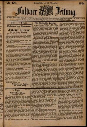 Ausgabe vom Samstag, den 29. November 1884.