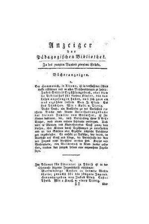 Anzeiger der Pädagogischen Bibliothek