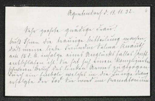 Brief von Else Hornig an Margarete Hauptmann
