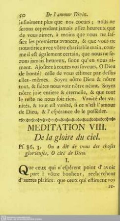 Meditation VIII. De la gloire du ciel
