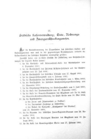 IX. Städtische Kassenverwaltung