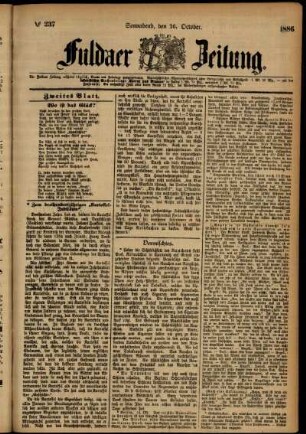 Ausgabe vom Samstag, den 16. Oktober 1886.
