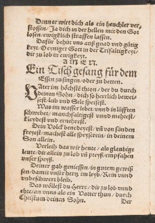 Ein Tisch gesang für dem || Essen zu singen/ oder zu betten. ||