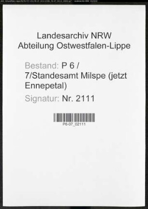 Namensverzeichnis Milspe (jetzt Ennepetal), Todesfälle