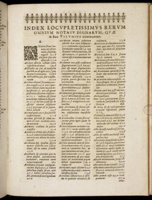 Index Locupletissimus Rerum Omnium Notatu Dignarum, Quæ in hoc Volumine continentur.