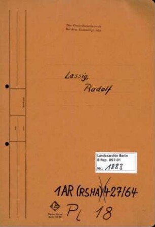 Personenheft Hermann Lassig (*22.03.1904), SS-Sturmbannführer