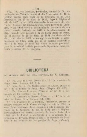 Biblioteca de autores hijos de esta provincia de S. Gregorio