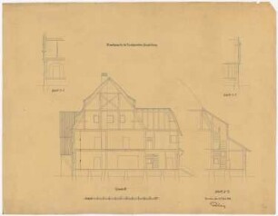 Kunstgewerbeausstellung 1904, Breslau Einfamilienhaus: Schnitte und Maßstabsleiste