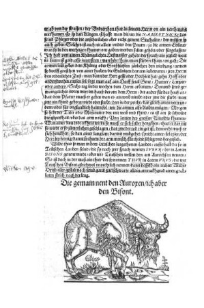 Die gemain nent den Auroxen, ich aber den Bisont