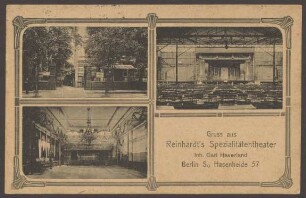 Ansichtskarte "Reinhardt’s Spezialitätentheater" mit Sommertheater, Hasenheide