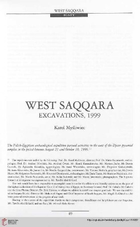 11: West Saqqara : excavations, 1999