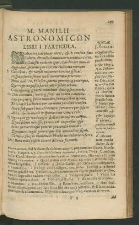 M. Manilii Astronomicon Libri I Particula.