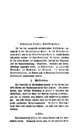 Lehrplan dieser Volksschulen