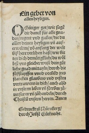 Ein gebet von allen heyligen.