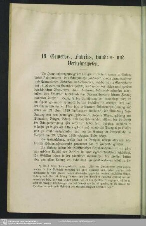 18. Gewerbe-, Fabrik-, Handels- und Verkehrswesen