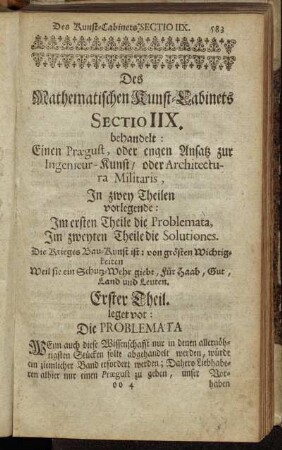 Erster Theil. leget vor: Die Problemata.