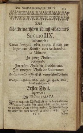 Erster Theil. leget vor: Die Problemata.