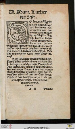D. Mart. Luther dem Leser