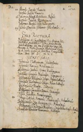 Sommerhalbjahr 1625. Rektorat Johann(es) Halbritter