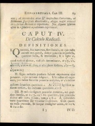 Caput IV. De Calculo Radicali