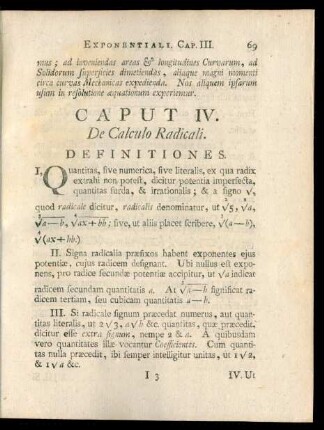 Caput IV. De Calculo Radicali