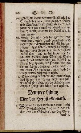 Neunter Absatz Vor den Herbst-Monath. - Zwölffter Absatz Vor den Christmonath.