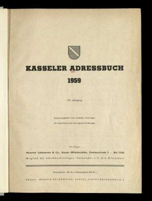Jg. 119.1959: Kasseler Adressbuch