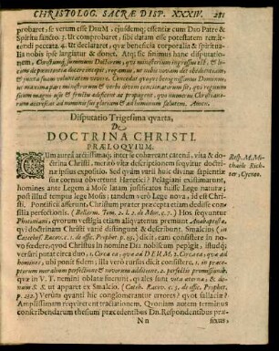 Disputatio Trigesima quarta, De Doctrina Christi.