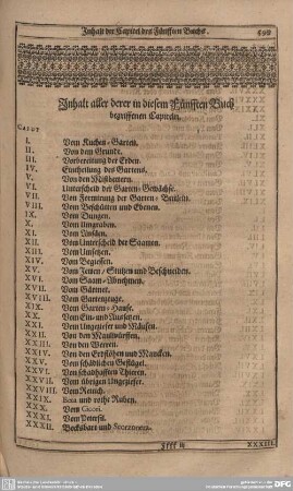Inhalt aller derer in diesem Fünfften Buch begriffenen Capiteln.