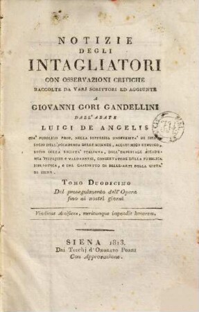 Notizie istoriche degli intagliatiori, 12